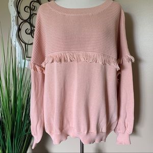NWT GRACE & KARMA Size 2X Pink Fringe Sweater